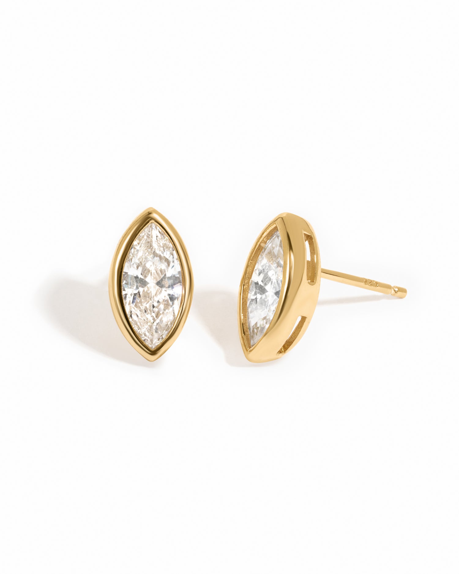Gold marquise cut stud earrings 