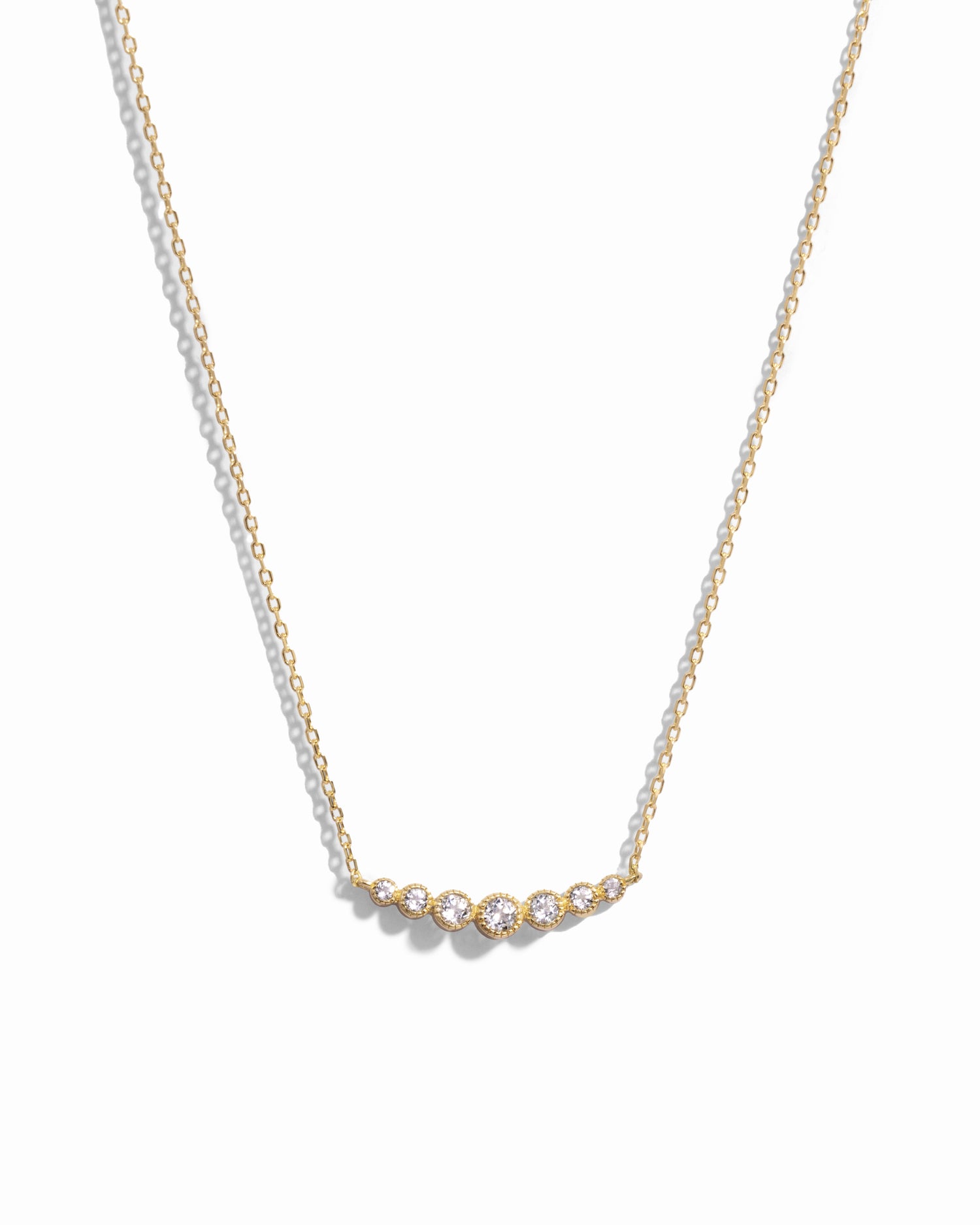 Bezel Bar Necklace on white background 