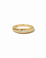 3 stone bezel diamond dome ring