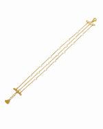 Gold opal stackable bracelet set on white background
