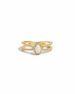opal split shank ring in gold