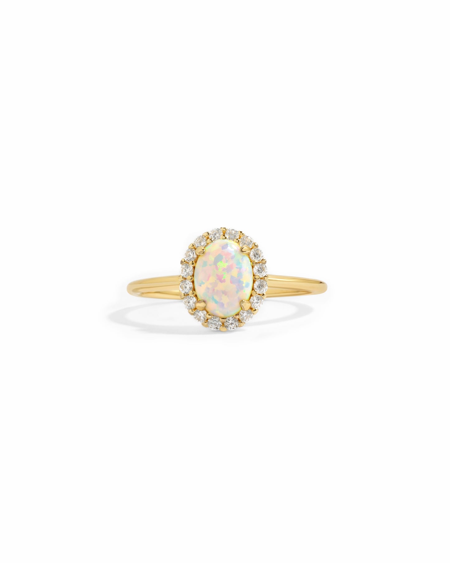 cz halo solitaire opal ring