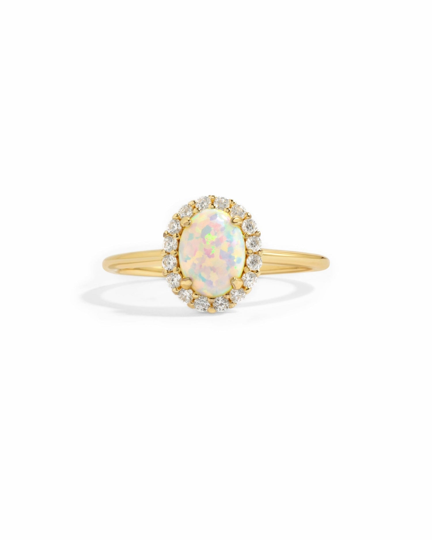 cz halo solitaire opal ring
