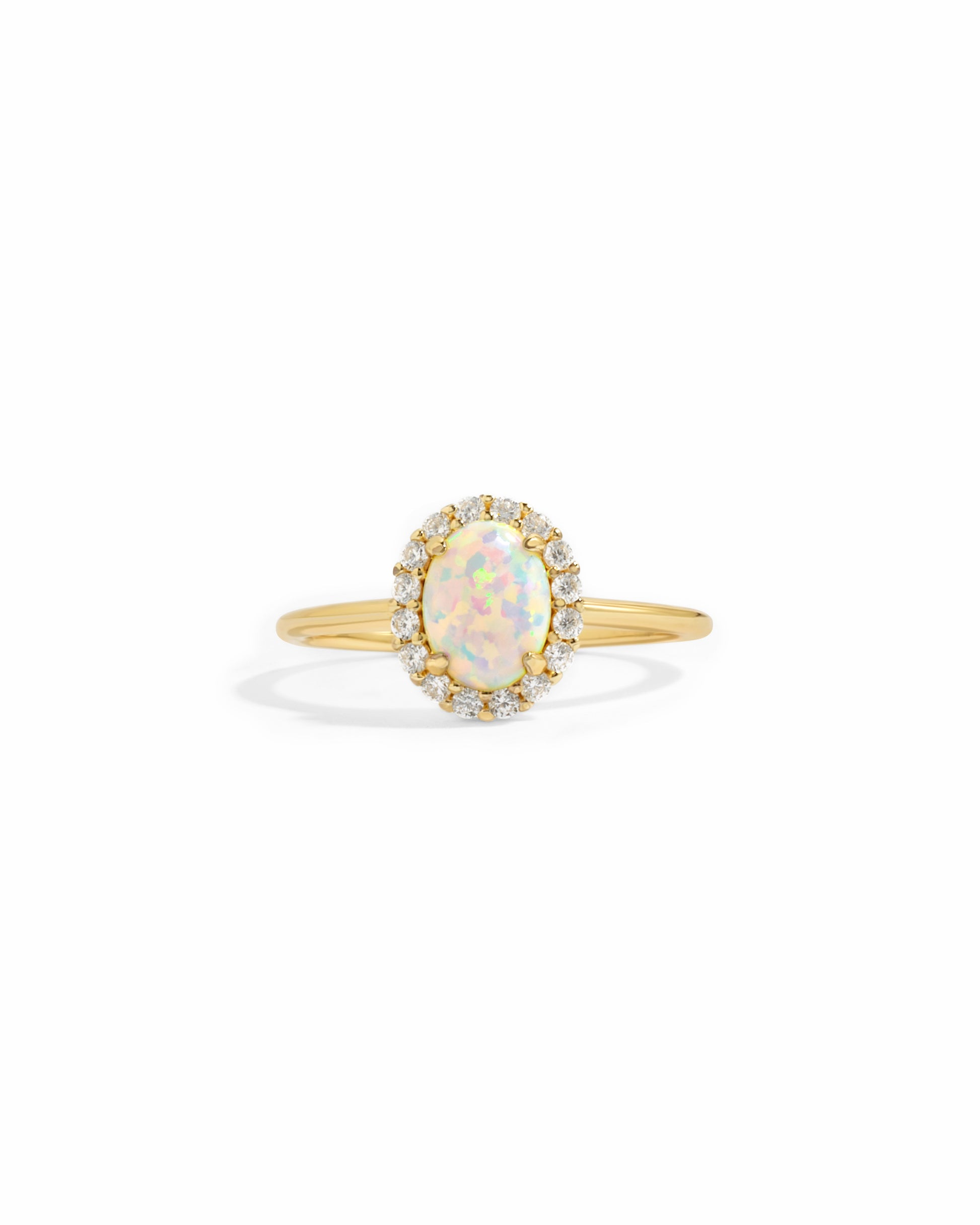 cz halo solitaire opal ring