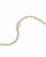 gold stacking bracelet with a paperclip chain design