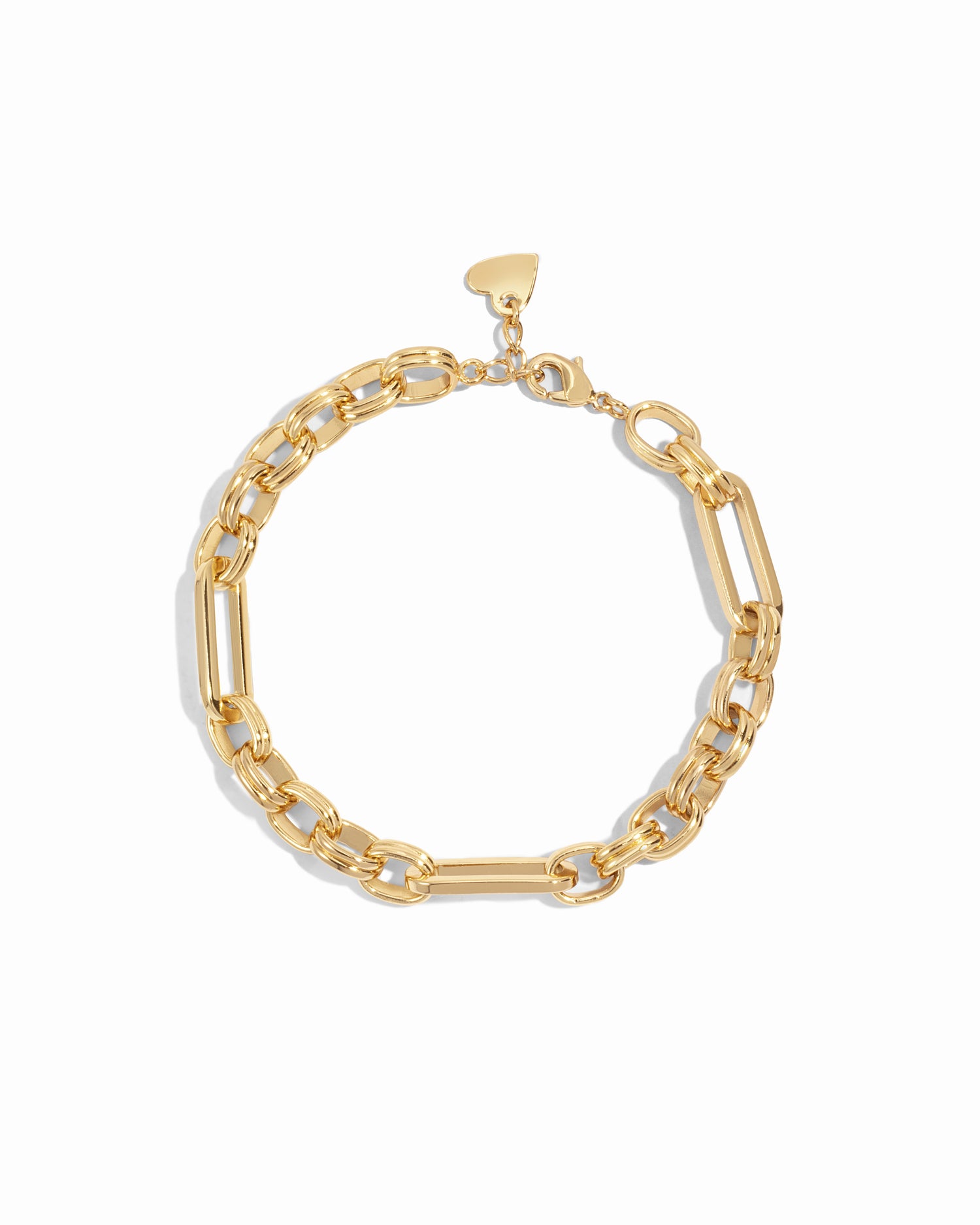 Gold chain bracelet on a white background