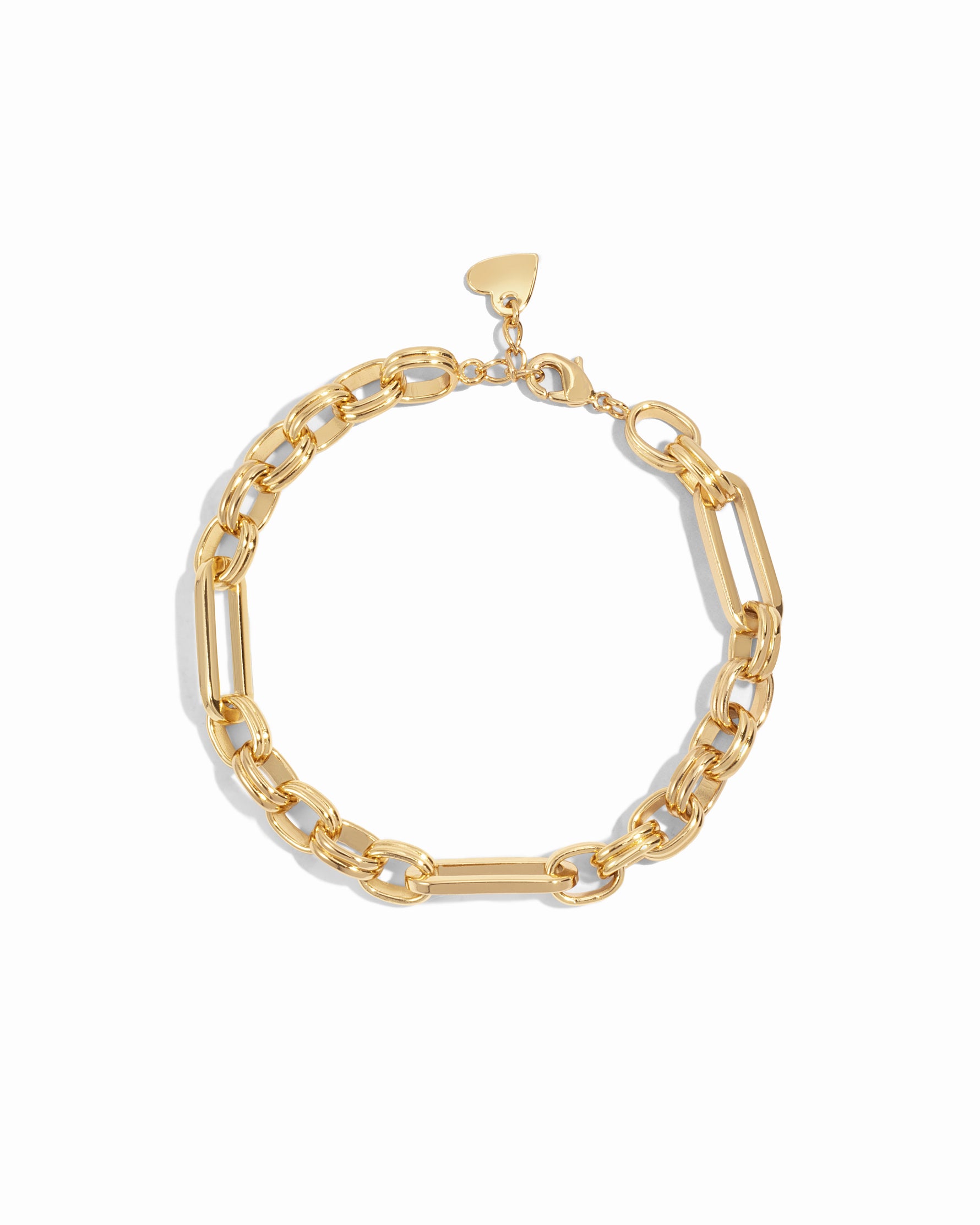 Gold chain bracelet on a white background