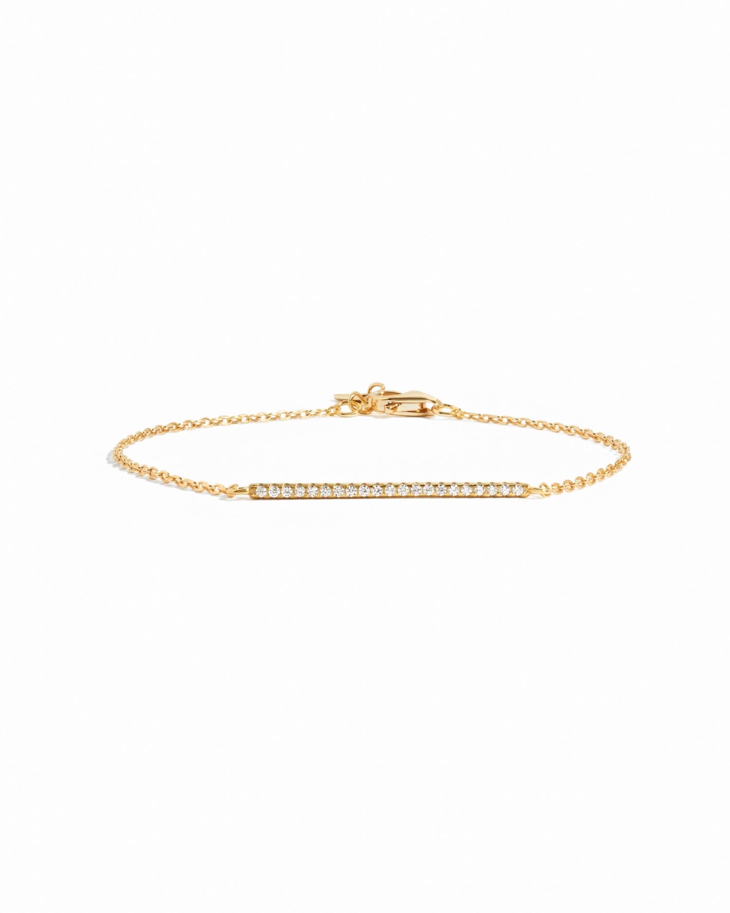 gold pave bar chain bracelet