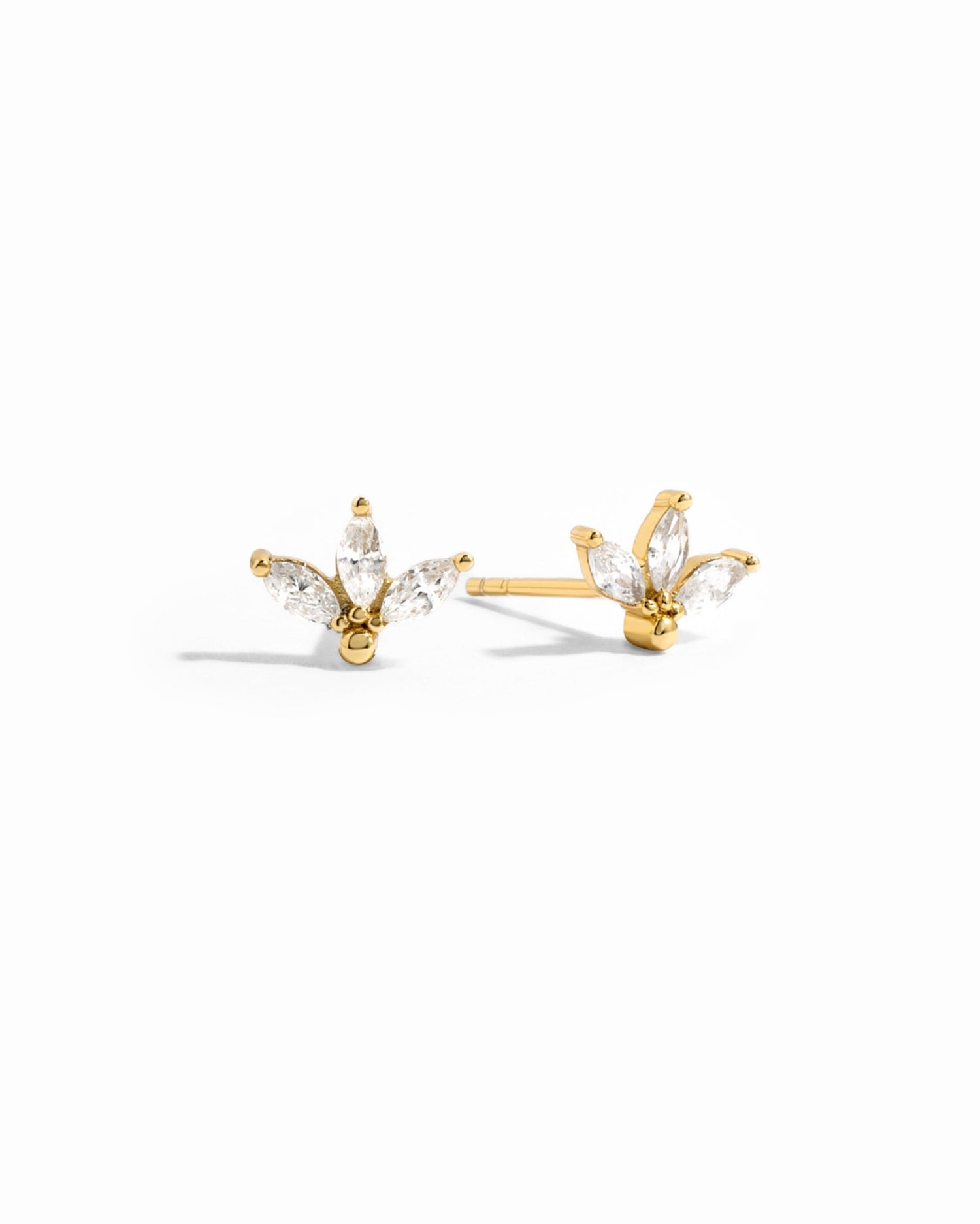 closeup image of petal stud earrings