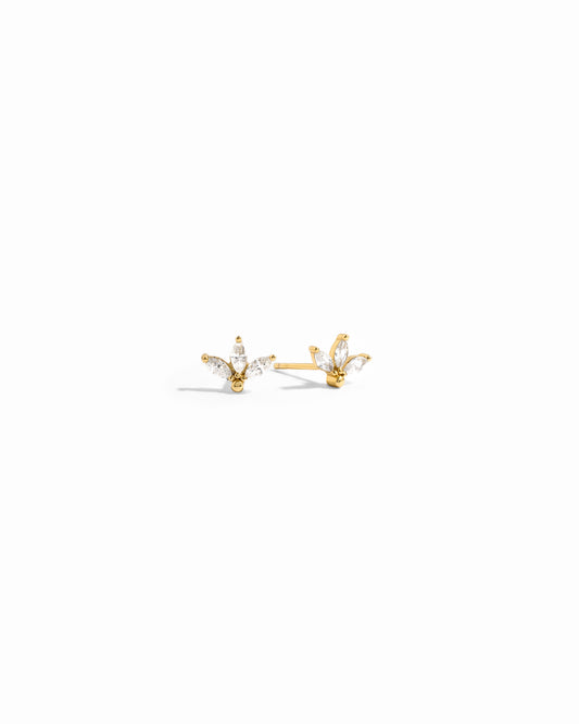 closeup image of petal stud earrings