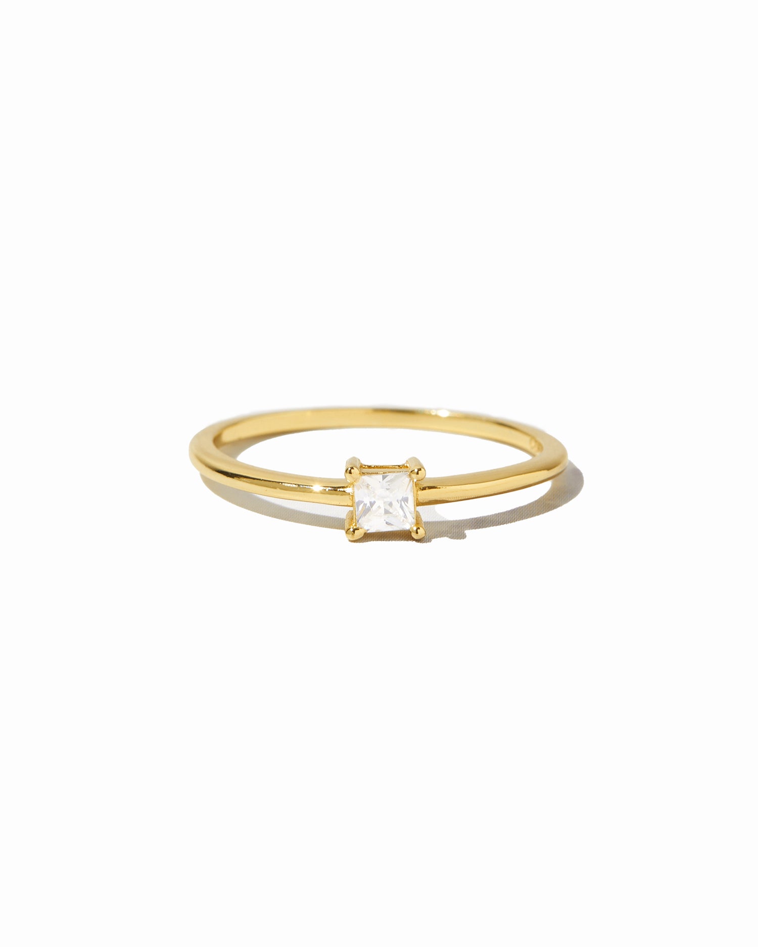 gold dainty princess cut ring