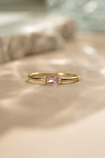 Gold rose baguette cut dainty ring