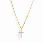 closeup image of gold cubic zirconia chain necklace