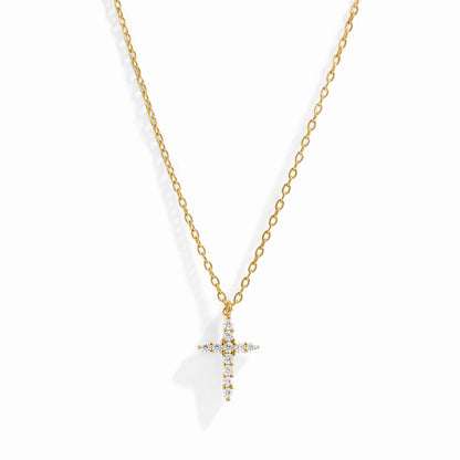 closeup image of gold cubic zirconia chain necklace