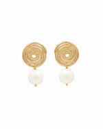 boho earrings featuring spiral earrings with a dangle drop earring design
