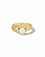 closeup image of gold opal ring set