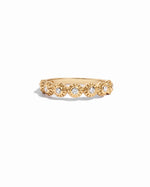 Closeup image of gold bezel set diamond ring