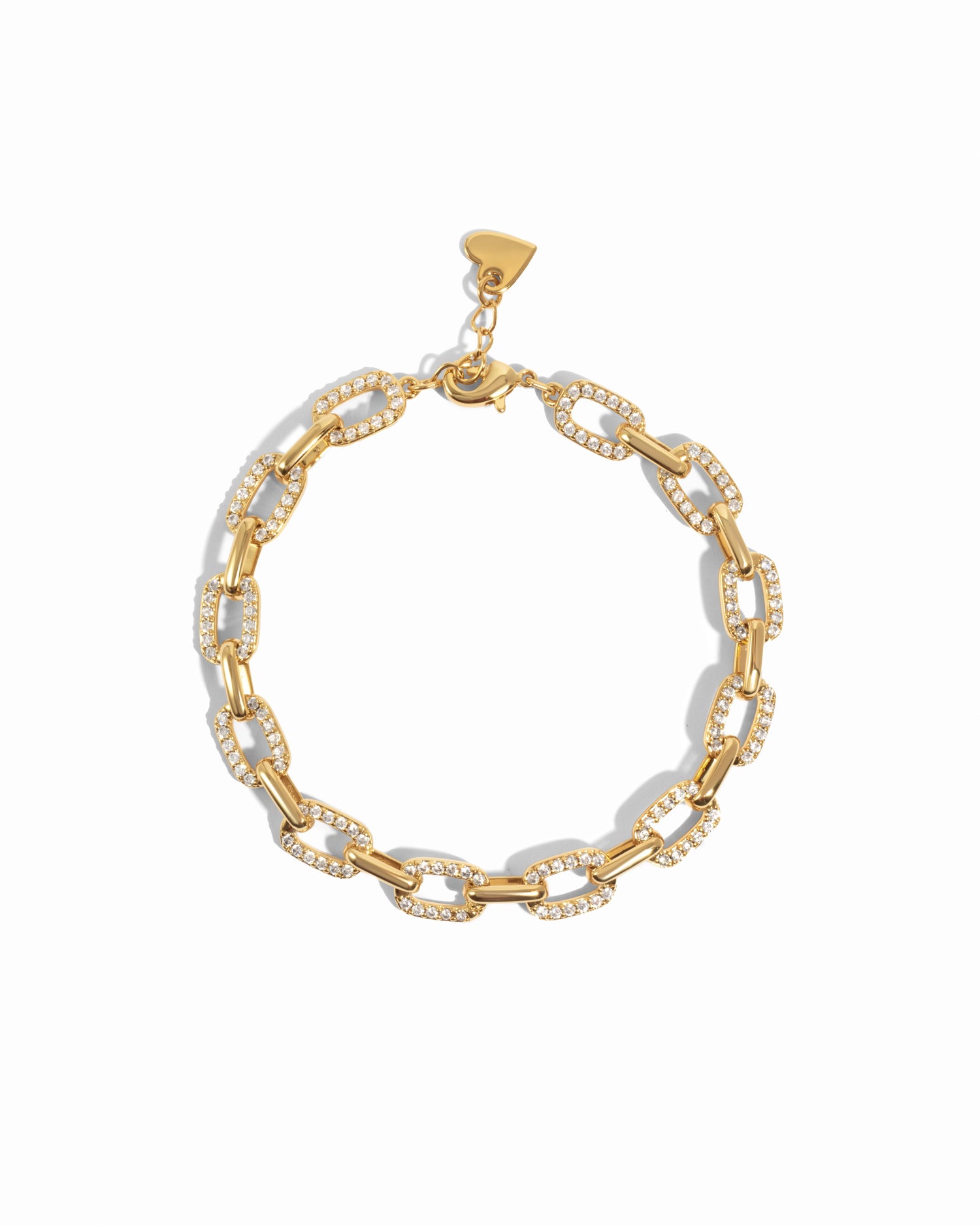gold chunky pave paperclip bracelet