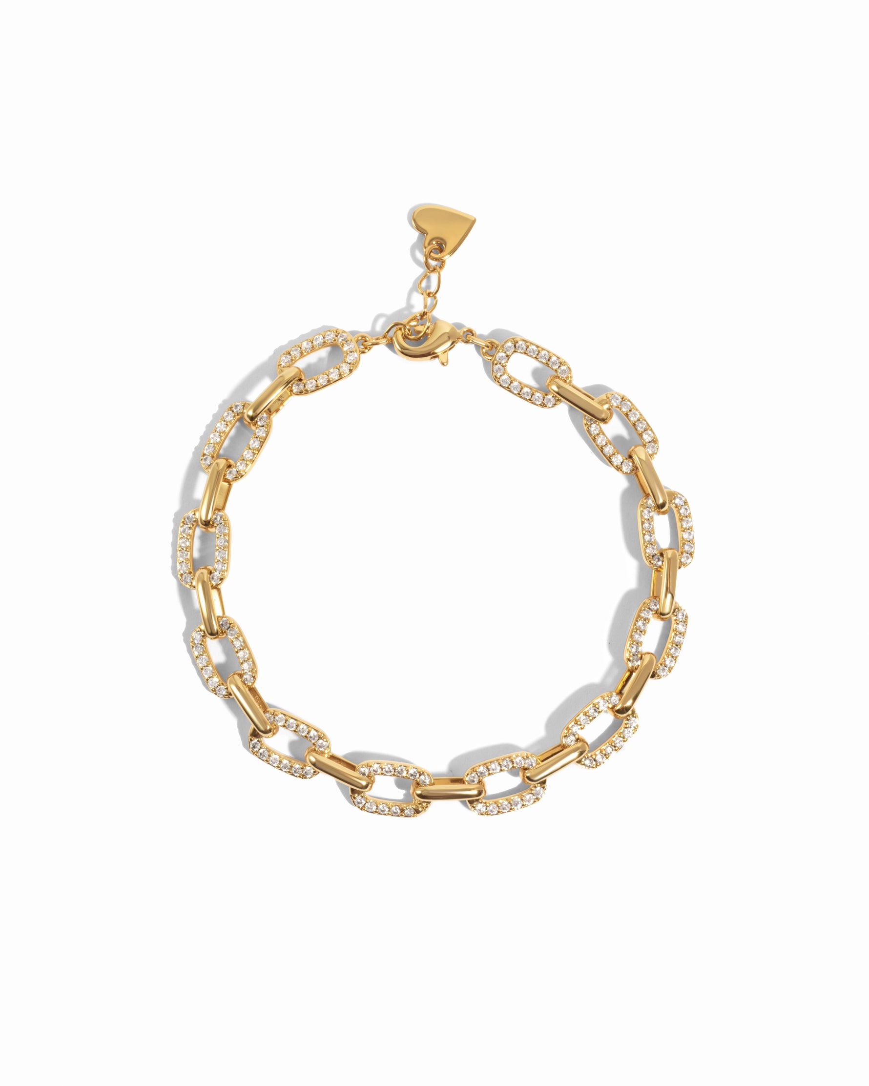 gold chunky pave paperclip bracelet
