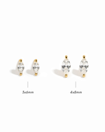 Marquise cut studs, one par of dainty earrings in 3x6mm, and one pair of  diamond earrings in 4x8mm