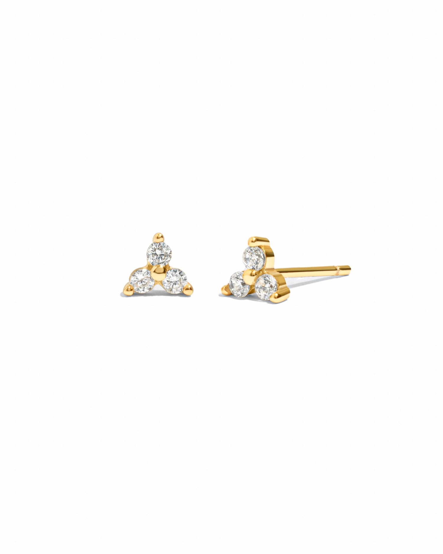 a pair of gold 3 stone stud earrings