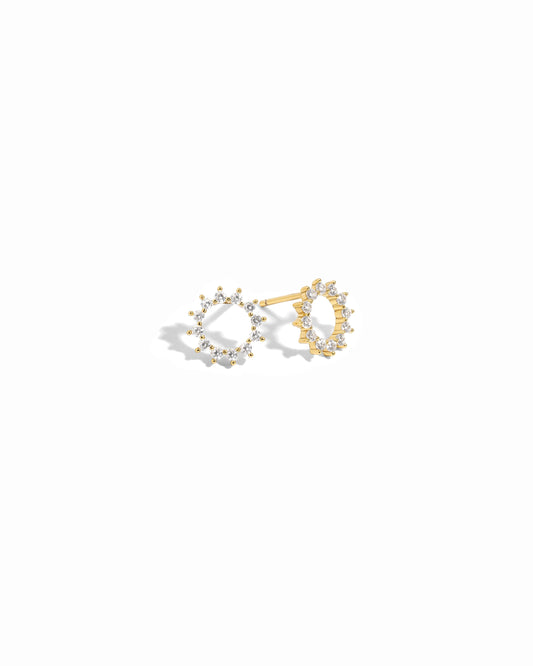 pair of gold sunburst diamond stud earrings