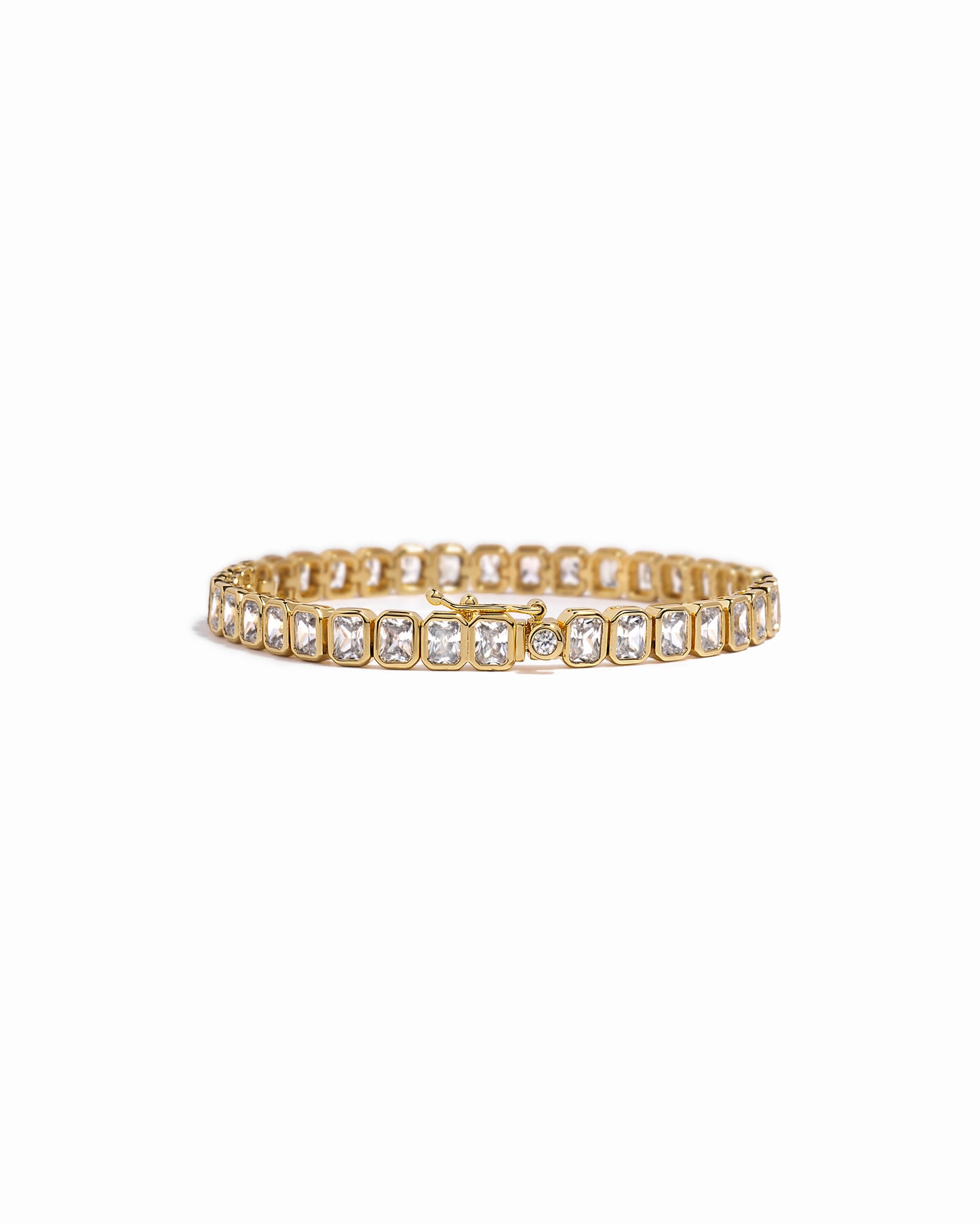 emerald cut bezel-set tennis bracelet 