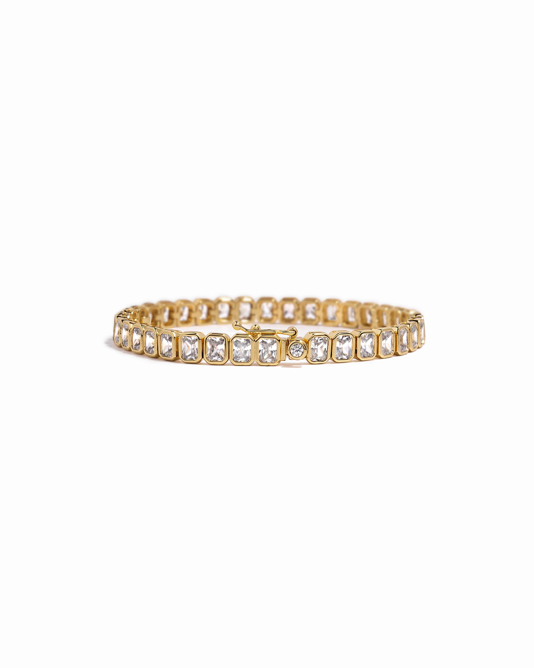 emerald cut bezel-set tennis bracelet 