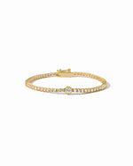 gold round bezel charm tennis bracelet