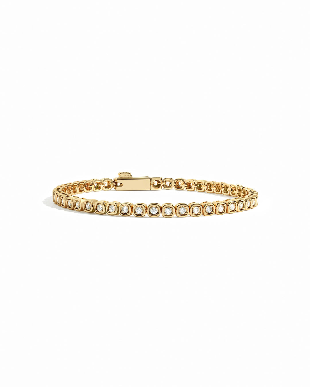 Gold Chloe Tennis Bracelet by SJ Faire featuring a sleek, elegant chain design with sparkling gemstone accents.