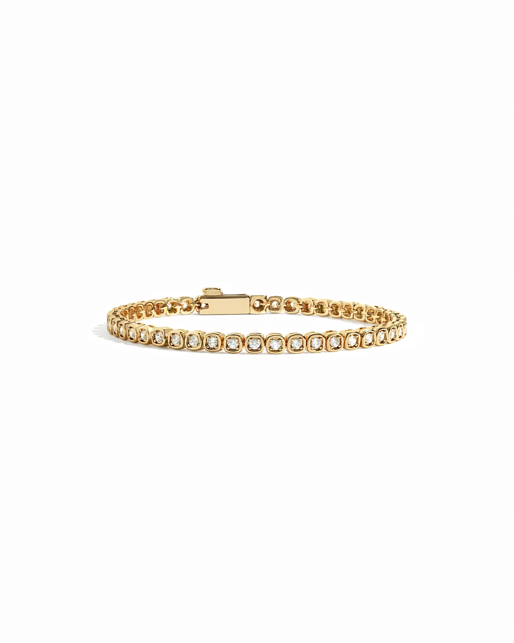 gold square tennis bracelet