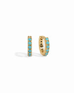 Gold hoop earrings with turquoise stones 