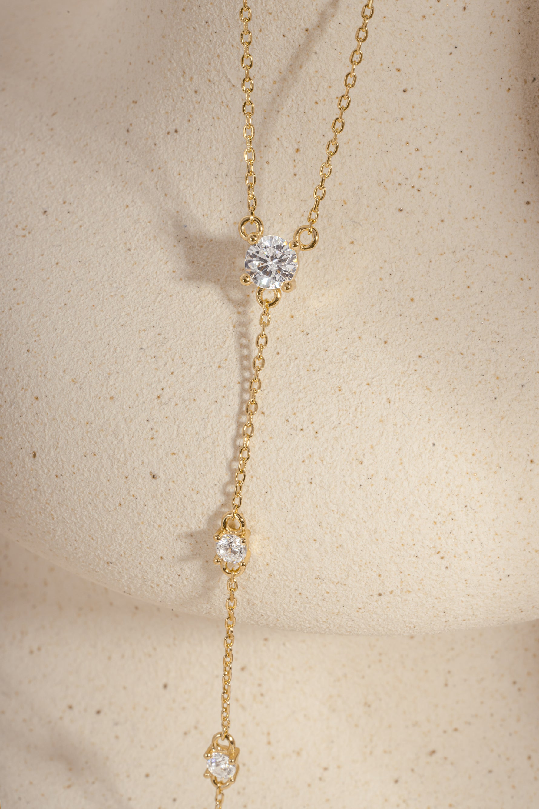 Gold chain lariat necklace 