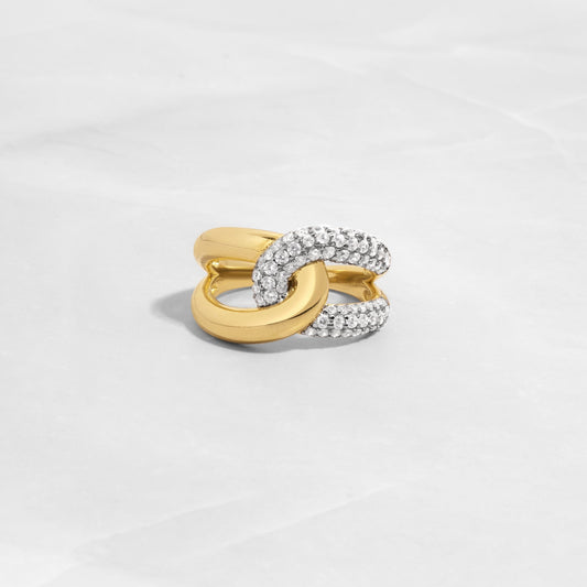 interlocking gold infinity ring with 925 sterling silver 