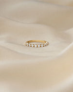 Gold minimalist ring on a silk background 