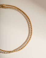 Gold dainty chain and diamond adjustable bracelet set
