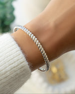 Silver cuff adjustable bracelet on model