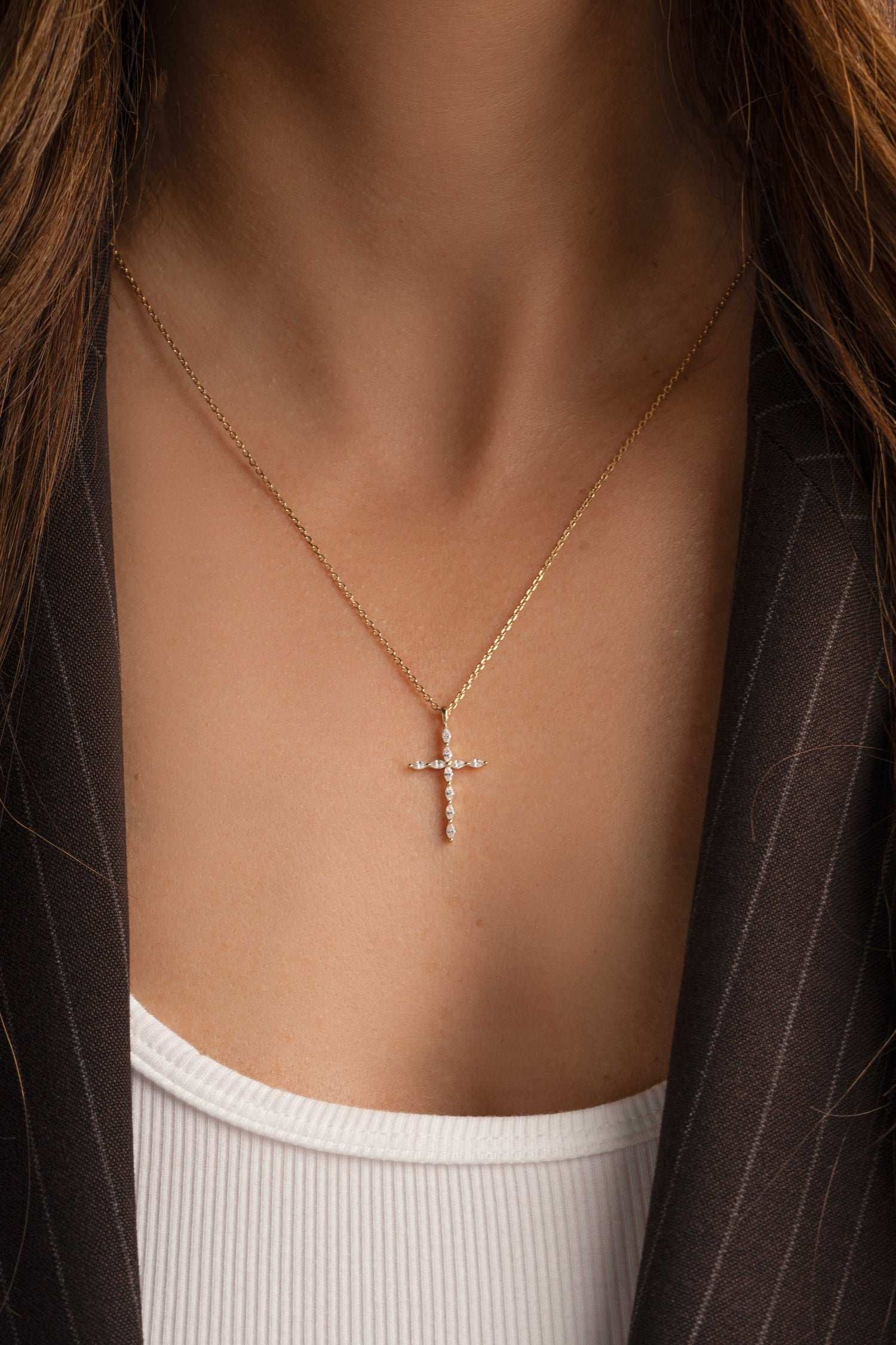 Marquise Cut Cross Necklace