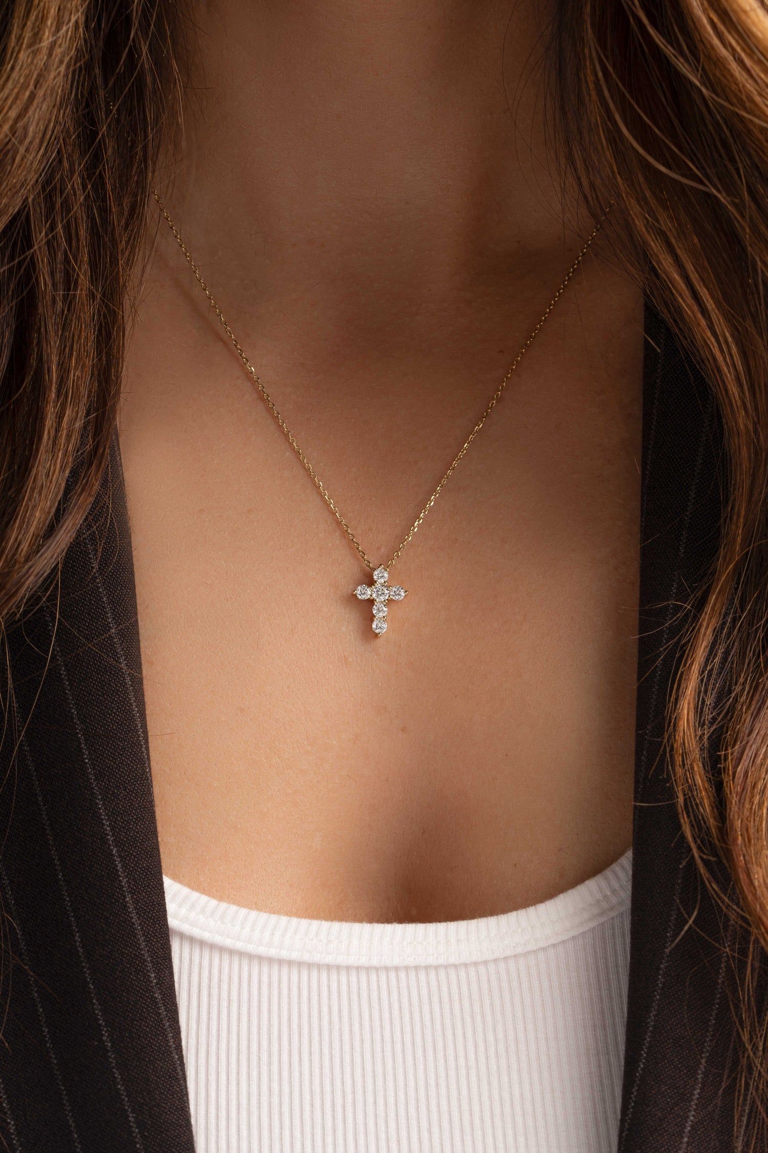 Small Studded Cross Necklace