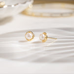 Minimalist pearl stud earrings