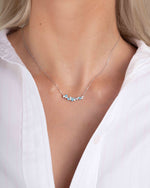 sterling silver boho necklace with small blue stones