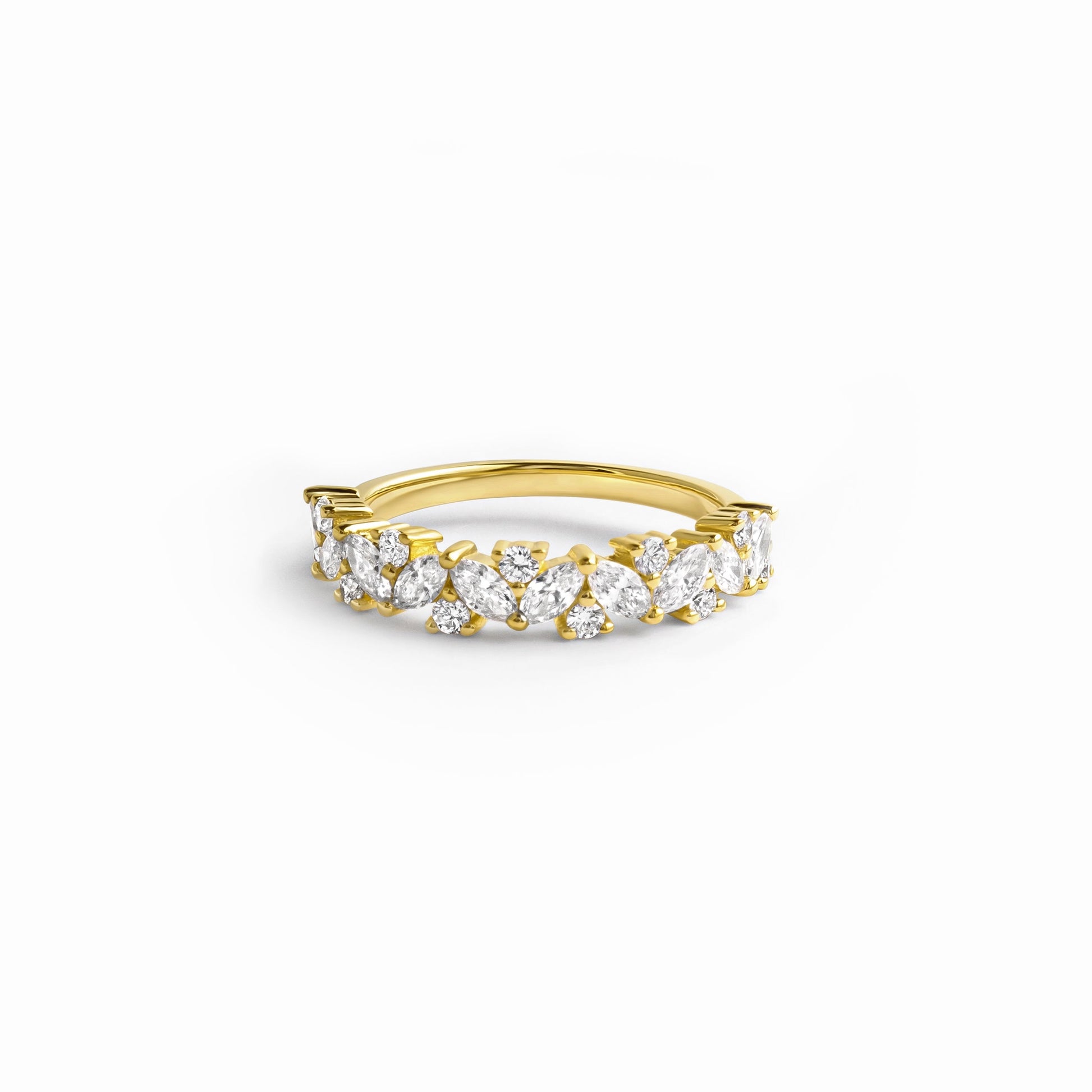 closeup image of multi stone diamond ring
