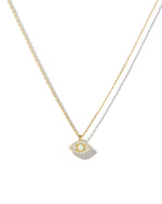 gold opal necklaces with pendant charms on a white background