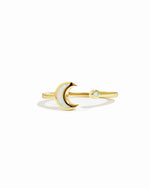 closeup image of gold moon opal ring