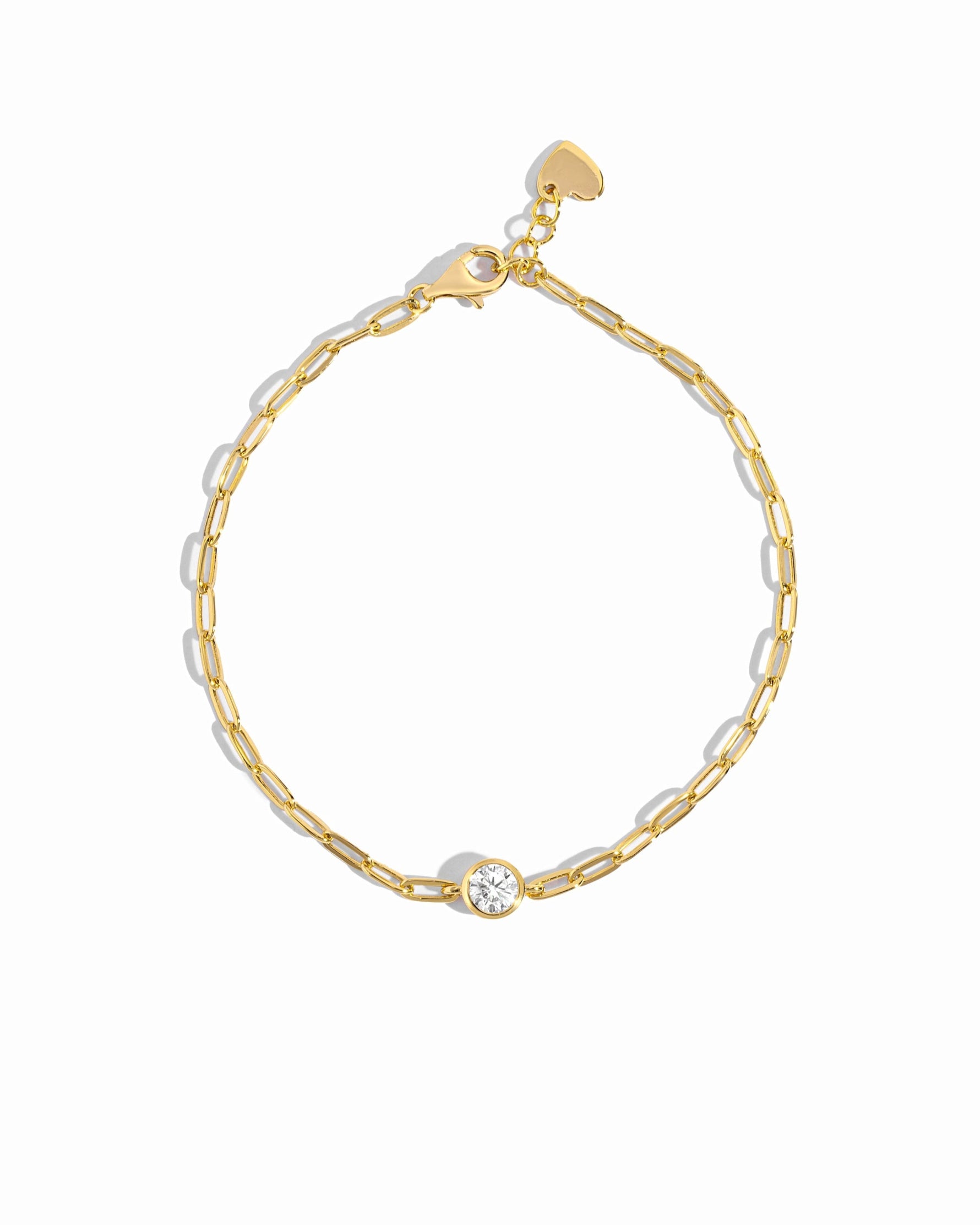 dainty gold paperclip charm bracelet 