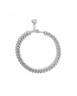 silver pave cuban chain link bracelet