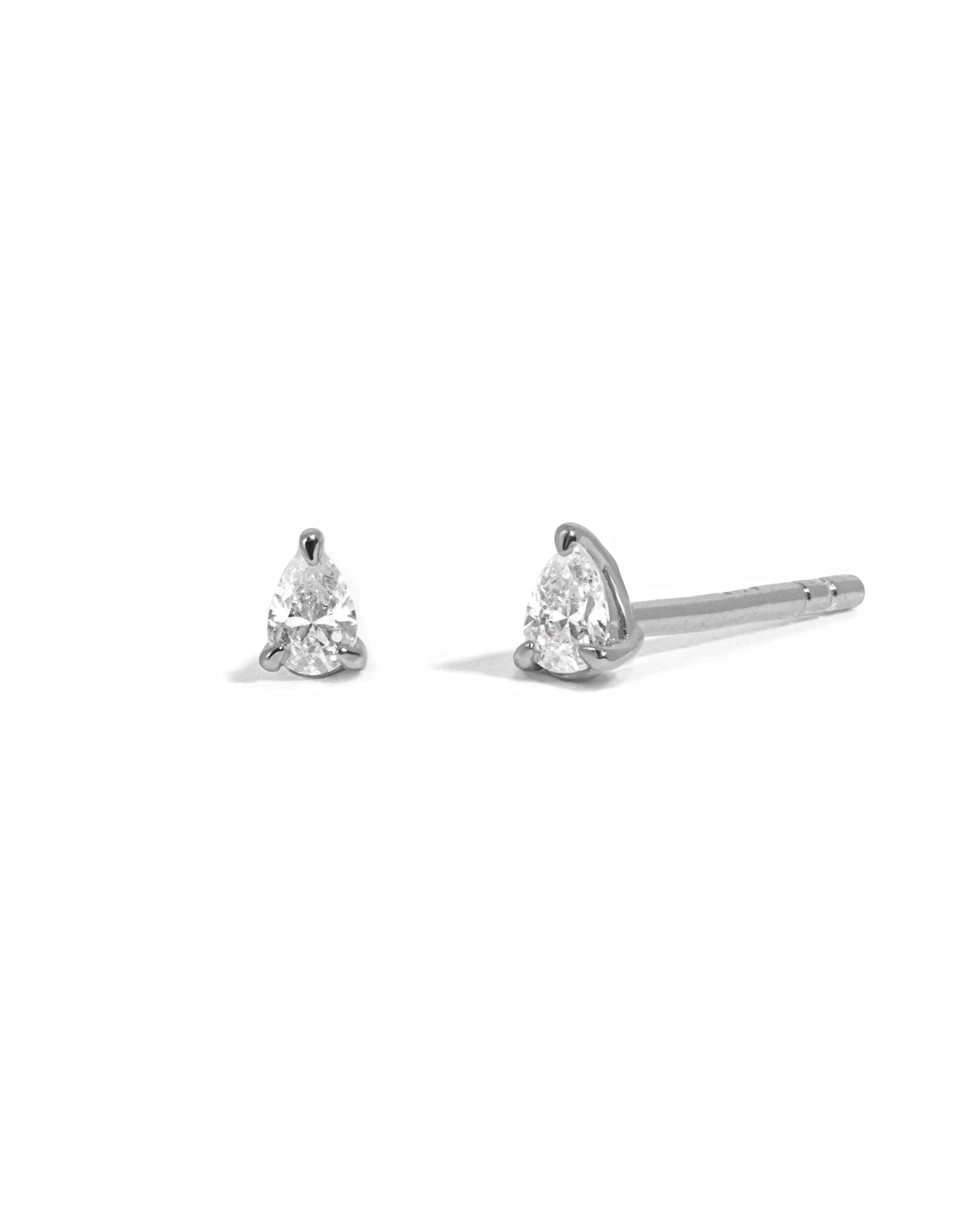 Sterling silver small stud earring on white background