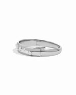 side view of silver thick bangle bracelet