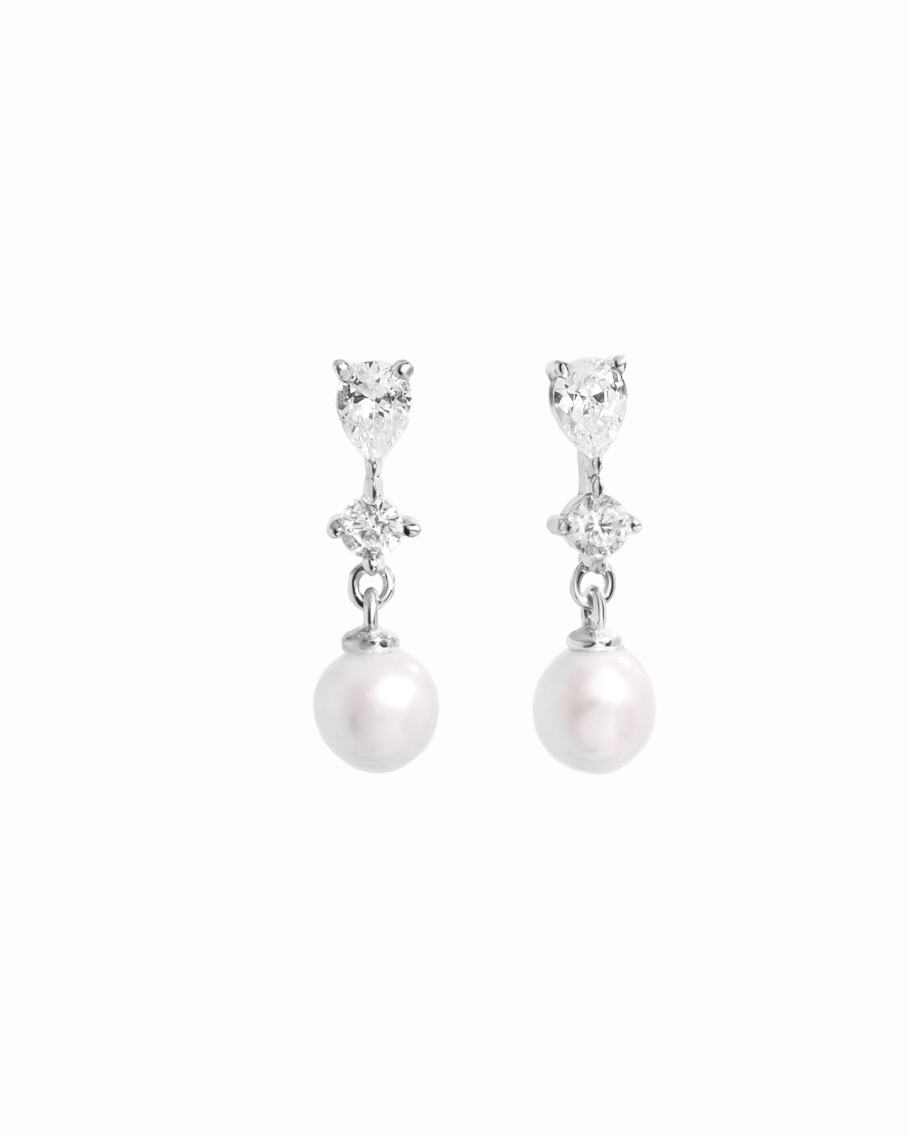 Silver Gemstone Pave Drop Down on white background