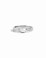 Closeup image of 925 sterling silver pearl ring